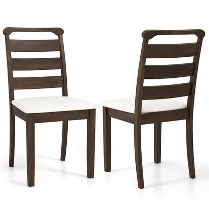 Giantex Wooden Dining Chairs Set of 2, Upholstered Kitchen Chairs w/Rubber Wood Frame, Padded Seat, High Ladder Back, Mid-Century Accent Armless Chairs, Modern Side Chairs for Living Room