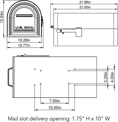 Architectural Mailboxes Reliant Locking Post Mount Mailbox, Black, Large | Galvanized steel build with concealed secure lock and key and a magnetic door closure. USPS approved. Includes 2 keys.