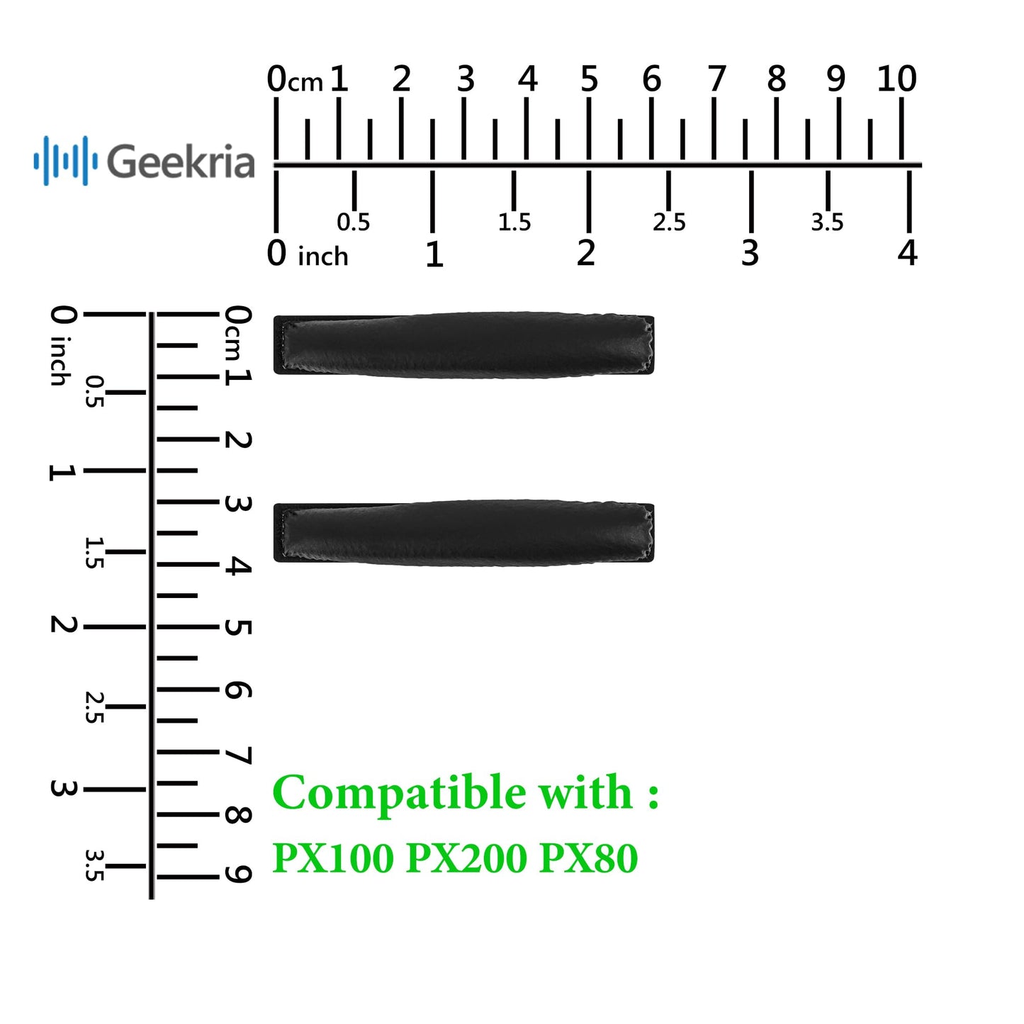 Geekria Protein Leather Headband Pad Compatible with Sennheiser PX100/ PX200/ PX80 Headphones, Replacement Band Repair Part (Black)