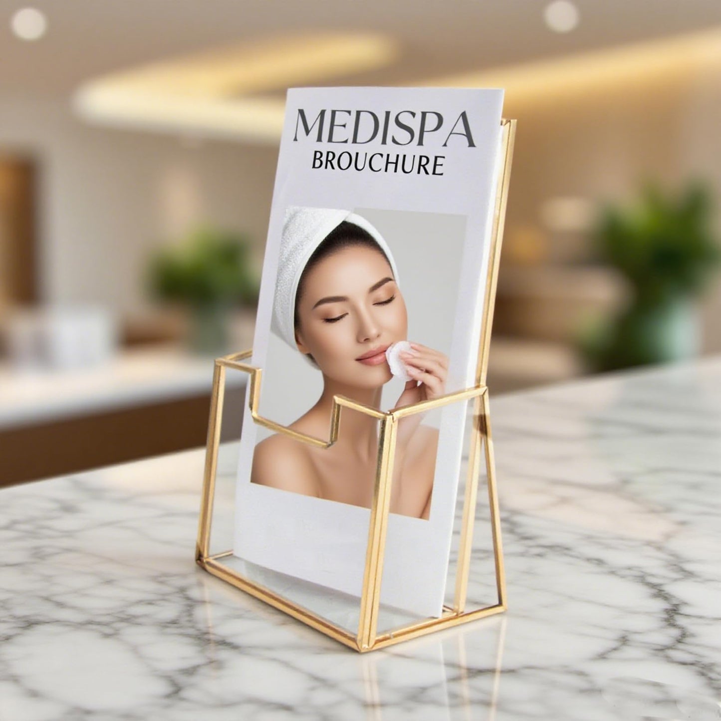 Feyarl Gold Glass Brochure Holders for 4x9 Pamphlets Holder Flyer Trifold Holder Display Stand for Office Brochures Booklets Menu Literatures Journals