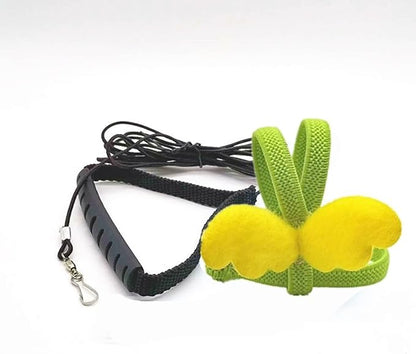 Pet Parrot Bird Harness Leash Adjustable Bird Flying Harness Traction Rope with Cute for Parrots Budgerigar Lovebird Cockatiel Mynah Outdoor Training Toy (Mannikin/Finch,Yellow)