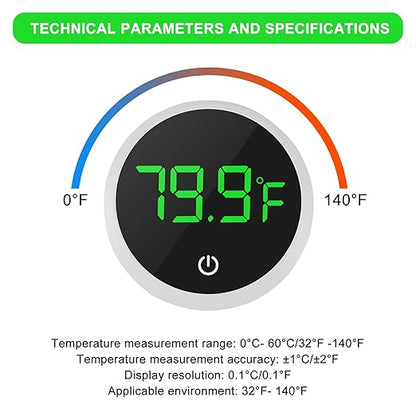 2PACK LED Aquarium Thermometer - 5S Refresh Speed Touch Screen Fish Tank & Terrarium Water Temperature Test Digital Thermometer