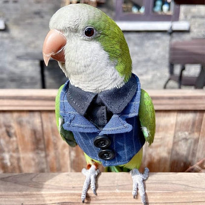 Bird Clothes Birds Flight Suit,Tuxedo Business Suit for Parrots African Greys Parakeet Cockatiel Sun Conure Christmas Party Birthday Cosplay Photo Prop Small Animals Apparel (3XL,Denim Suit)