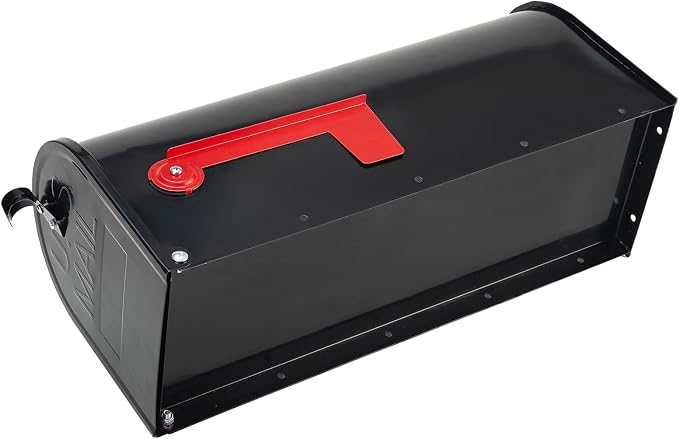 BlissBoard Black Metal Mailbox, Galvanized Steel Outside Mailboxes, Standard Medium Capacity, 20 x 8.7 x 6.7 Inches