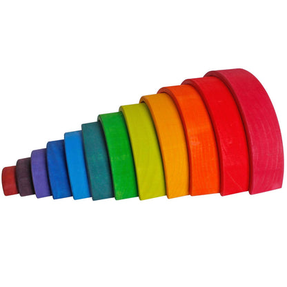 Dinhon Wooden Rainbow Stacking Toys, 12 Pcs Wood Building Blocks Set Wooden Building Blocks Nesting Puzzles, Early Matching Educational Learning Montessori Toys for Kids 3 4 5 6 Years and Up