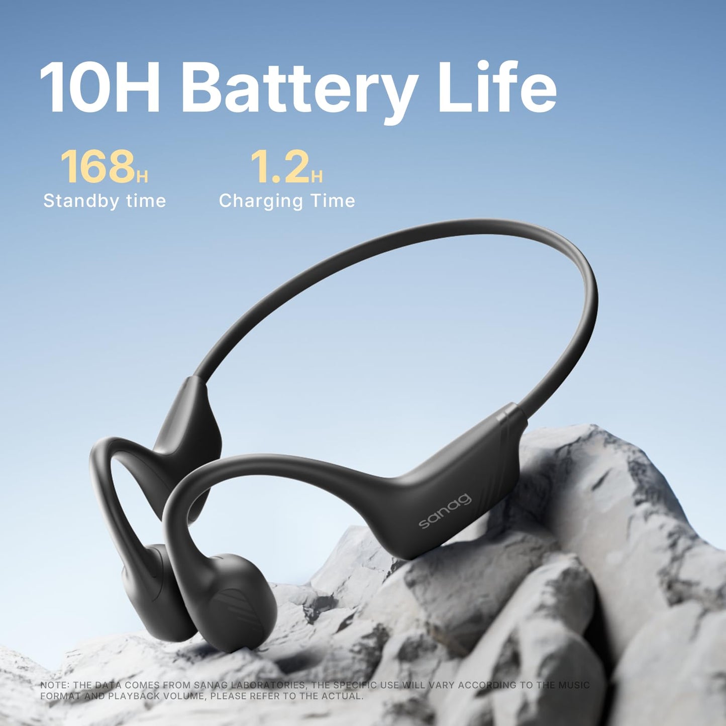 Sanag B21S True Bone Conduction Headphones, IPX5 Waterproof Bluetooth 5.4 Earphones, Wireless Open Ear Headset with Mic, 5.4 HiFi Bass, 10H Playtime for Running, Cycling, Sports, Workout (Blue)