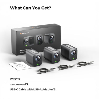 NearStream 3-Pack Live Streaming Camera 2K, Streaming Webcam with 40X Hybrid Zoom, 8-MEMS Mic with Noise Canceling, 6H Battery, Camera for Streaming on YouTube/Twitch/Facebook/Rtmp, App Control