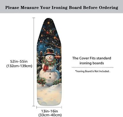 ZDCUSTOM Christmas Night Snowman Ironing Board Cover 13x52 Inch, Scorch &