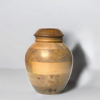 INDISCH DECOR Plant Urn for Adult Human Ashes Cremation Wooden Urn Suitable for Adult Men and Women - Decorative Funeral Urn planter with ceremic pot (Natural Brown)