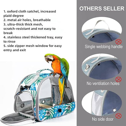 Portable Parrot Bag Bird Backpack with Perch for Birds Cage Side Window Foldable Samll Pet Travel Cage Bird Supplie J5j6 (Printing)
