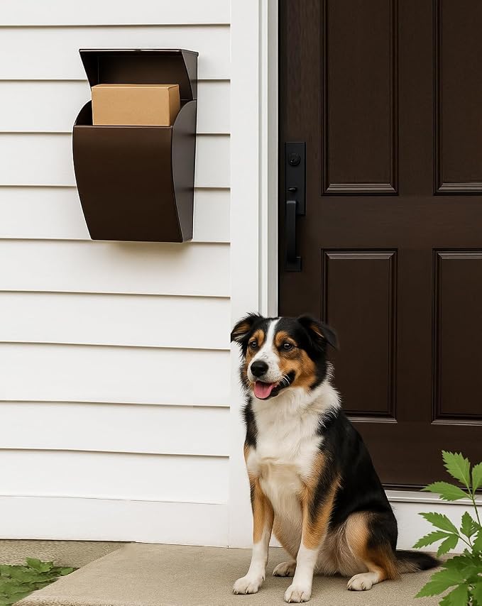 NACH Mailboxes for Outside Wall Mount, 4.8 x 10 x 13 inch Antique Copper Wall Mounted Mailboxes for Outside, Waterproof Mailbox for House - The Bradley Large Mail Box