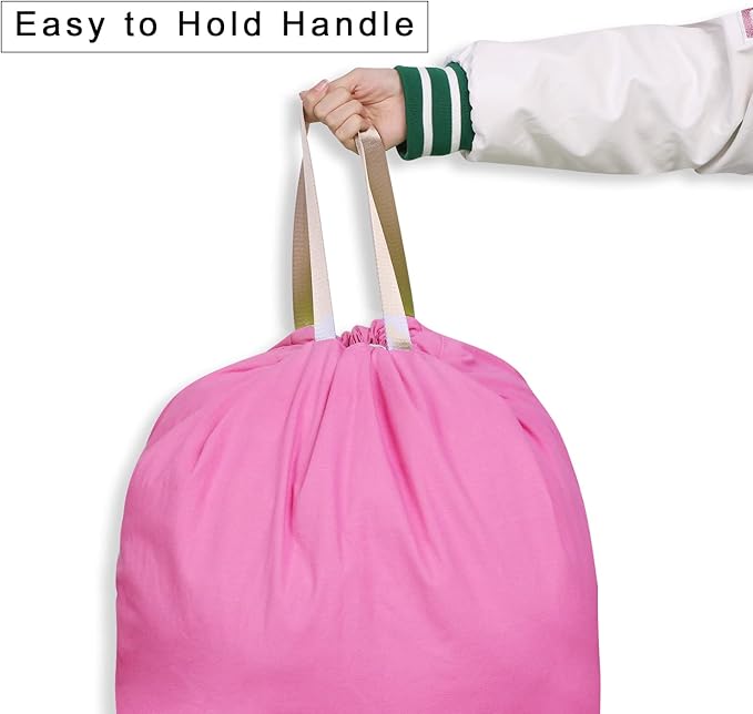 Cotton Canvas Laundry Bag with Handles & Drawstring Straps, Heavy Duty Extra