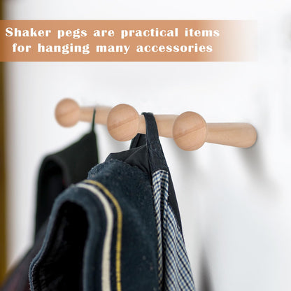 50 Pcs Wooden Shaker Peg Screw-on Pegs 2.87 Inch Long Unfinished Wood Shaker Racks for Hanging Clothes Hats Towel and More DIY Paint Color (Wood Color)