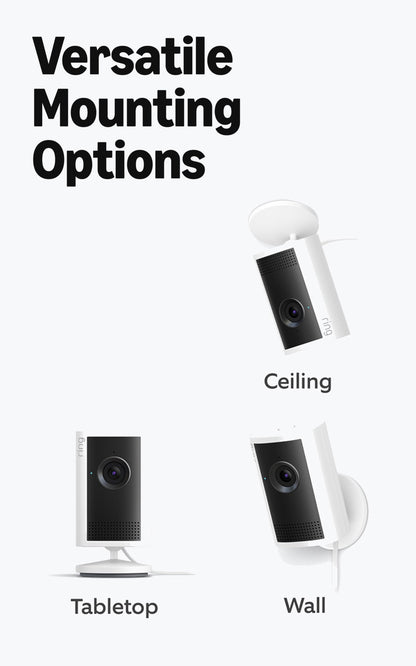 Ring Indoor Cam Plus (newest model), Home or business security, Retinal 2K for crisp, true-to-life video quality, 4x Enhanced Zoom, Low-Light Sight, White