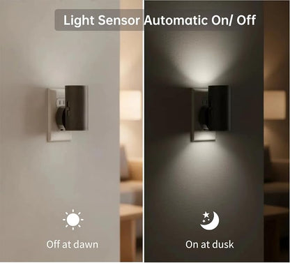 TSEXES LED Night Light Plug in, Modern Night Lights Plug into Wall, Dusk to Dawn Sensor, 5-300LM Adjustable Brightness,Daylight 5000K,Dimmable Night Lights for Hallway Bedroom Stairway, 2 Pack