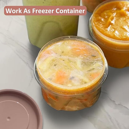 Screw Top Containers for Food 16 Oz, 30 Pack, 2 Cup Storage Containers with Lid, Reusable Twist Top Containers Twist Lock Stackable Round Twist Cap Plastic Freezer Container for Soup, 5-Color