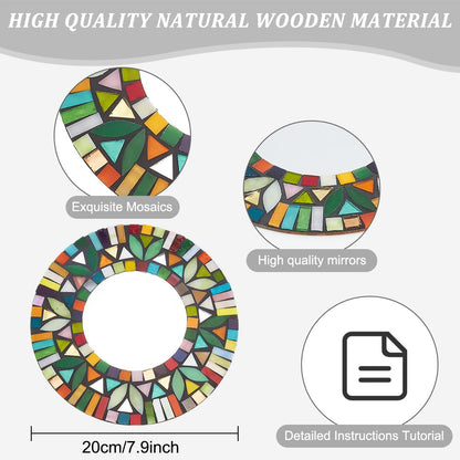 WEBEEDY Mosaic Mirror Kit Mosaic Craft Kits for Adults DIY Mirror Kit Mosaic Tile Craft Flower Mirror Mosaic Set DIY Creative Ceramic Mosaic Tiles for DIY Mosaic Christmas Valentine's Day Unique Gift