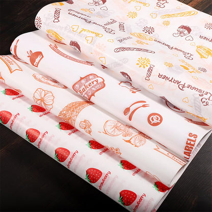 100Pcs Sandwich packaging paper bag Wax Paper Sheets for Food, Basket Liners Food Picnic Paper Sheets Greaseproof Deli Wrapping Sheets, 15 x 11 Inch (pattern)