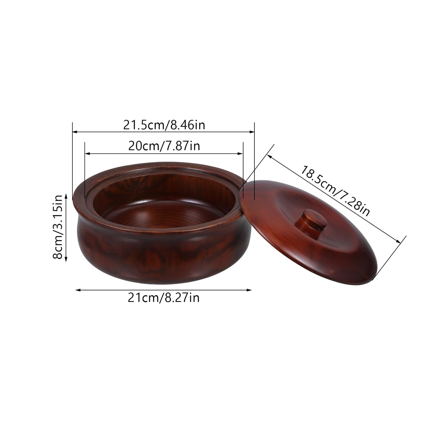 KICHOUSE Wooden Snack Box with Lid 8.26X8.26X3.54In Lightweight Fruit Bowl Food Storage Holder for Home and Store Easy to Clean Dessert and Snack Serving Bowl