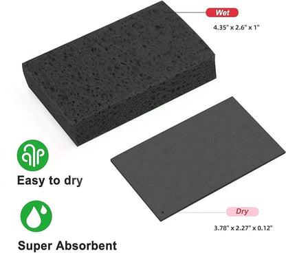 12 - Pack Non-Scratch Scrub Sponges - Sponges for Dishes and Washing Dishes, Cleaning Sponges for Kitchen Home Bathroom Cars, Funny Cut-Outs DIY for Kids (Black)