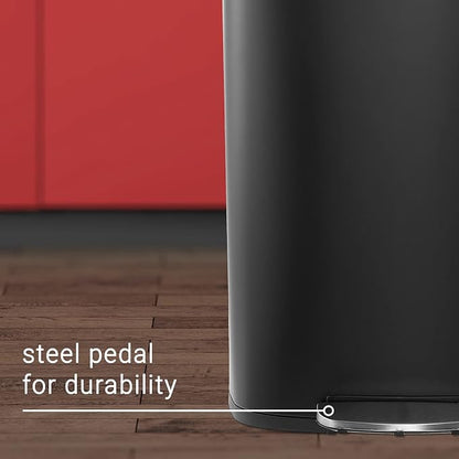 happimess HPM1006B Connor Rectangular 13-Gallon Trash Can with Soft-Close Lid and Free Mini Trash Can, Fingerprint Resistant, Modern, Minimalistic for Home, Kitchen, Office, Bathroom, Black