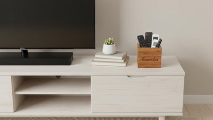 Handcrafted Wooden Remote Control Holder Organizer Stand For Bedside Table Desk Recliner Couch Remotes Handy Space Saving Home Media Organizer Remote Caddy Rack For TV Housewarming Gift Idea