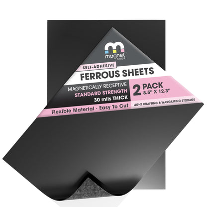 TMS Magnet Receptive Sheets with Adhesive Backing for Craft and Magnetic Miniatures Storage | Flexible Rubber Sheet Metal | 5 Pack, 30 mil Thick, 8.5” x 12.3” | Fits Inside US Really Useful Box