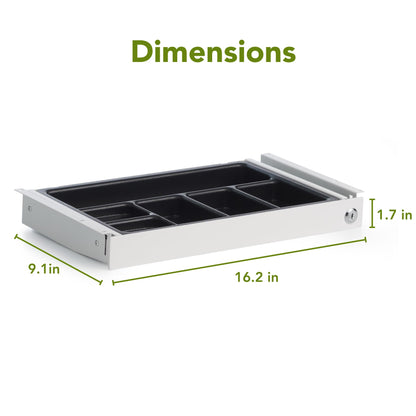 PERFECT POSTURE Max Under Desk Storage Drawer – Large Desk Drawer with Lock for Regular & Sit-Stand Standing Desks, White (16.2” x 9.3")