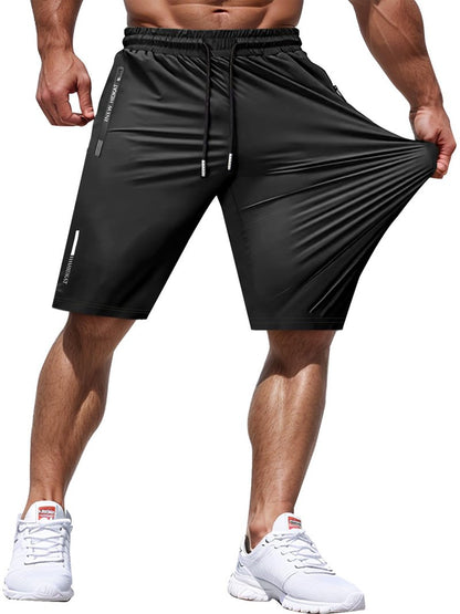 Hidkat Men's Athletic Shorts Lightweight Sport,Gym,Workout，Running Jogging Shorts Quick Dry with Zipper Pockets Black