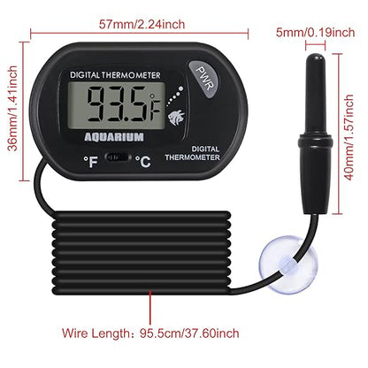 4Pack Aquarium Thermometer, Reptile Fish Tank Thermometer, Digital Thermometer, Terrarium Water Temperature Test, with Large LCD Display