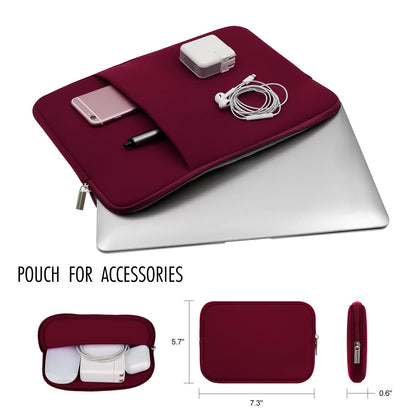 RAINYEAR 13 Inch Laptop Sleeve Compatible 13.3" MacBook Air/Pro M1 M2 M3 M4 A3240 A3113 A2681 A2337 A1932 A2179 A2338 A1706 A1708 Case Bag with Front Pocket Accessories Pouch (Red, Upgraded Version)