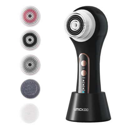 Face Scrubber Exfoliator,Facial Cleansing Brush Rechargeable IPX7 Waterproof with 5 Brush Heads,Electric Face Spin Brush for Exfoliating, Massaging and Deep Cleansing