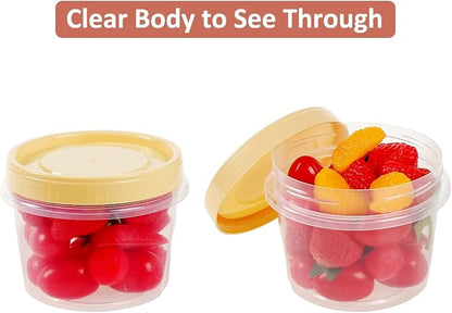 Screw Top Containers for Food 16 Oz, 30 Pack, 2 Cup Storage Containers with Lid, Reusable Twist Top Containers Twist Lock Stackable Round Twist Cap Plastic Freezer Container for Soup, 5-Color