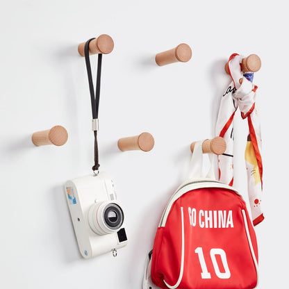 HomeDo 8Pack Wood Wall Hooks Hat Rack, Wooden Coat Hooks Wall Mounted, Decorative Single Organizer Hat Hanger Towel Rack, Heavy Duty Hooks (Beech-2inch-8Pack)