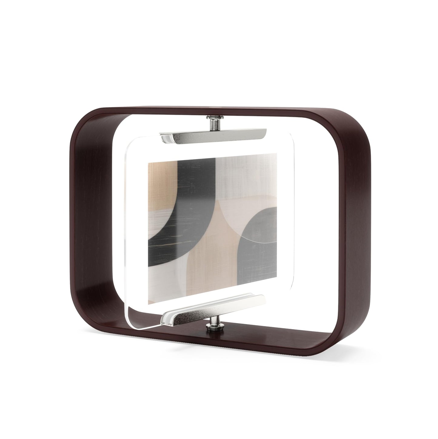 Umbra Bellwood 4x6 Desk Picture Frame – Double Sided Rotating Wooden Photo Frame with 360-Degree Pivot, Tabletop Display for Portrait or Landscape Photos – Aged Walnut