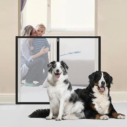 32" H x 38" W Dog Screen Mesh Gate Portable Puppy Safety Fence No Drilling Dog Gates Indoor Outdoor Pet Safety Guard Essentials for Stairs Doorways Deck Porch Hallways Patio