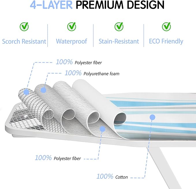 BNDX Ironing Board Cover, Stain Resistant & Durable Scorch, 2 Click Buckles