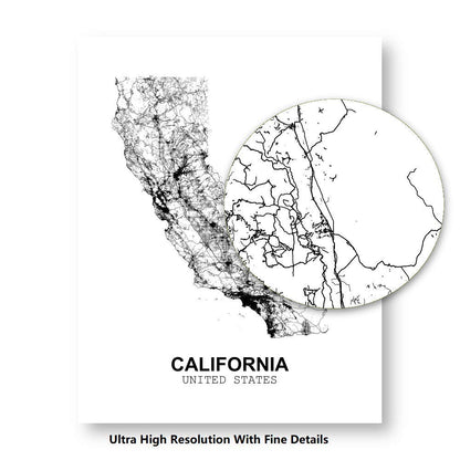 Eleville 11X14 Unframed California United States Country View Abstract Road Modern Map Art Print Poster Wall Office Home Decor Minimalist Line Art Hometown Housewarming wgn164