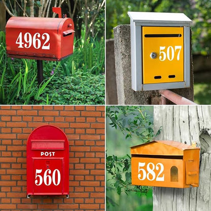 White Mailbox Numbers for outside, Vinyl Waterproof Mailbox Number Stickers, Address Numbers for House, House Numbers for Outside(3 inch, 8 sets)