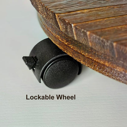 SINOBEST Wood Plant Caddy, Heavy Duty Rolling Planter Dolly With Rotating Casters, Movable Flower Pot Stand, Round Plant Stand With Lockable Wheels, Heavy Objects Hauling (12 Inch)