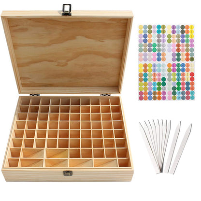 Gracelaza 74 Slots Wooden Essential Oil Organizer Hard Pine Wood Carrying Box - Ideal Aromatherapy Travel Storage Case Display Presentations Containers Box