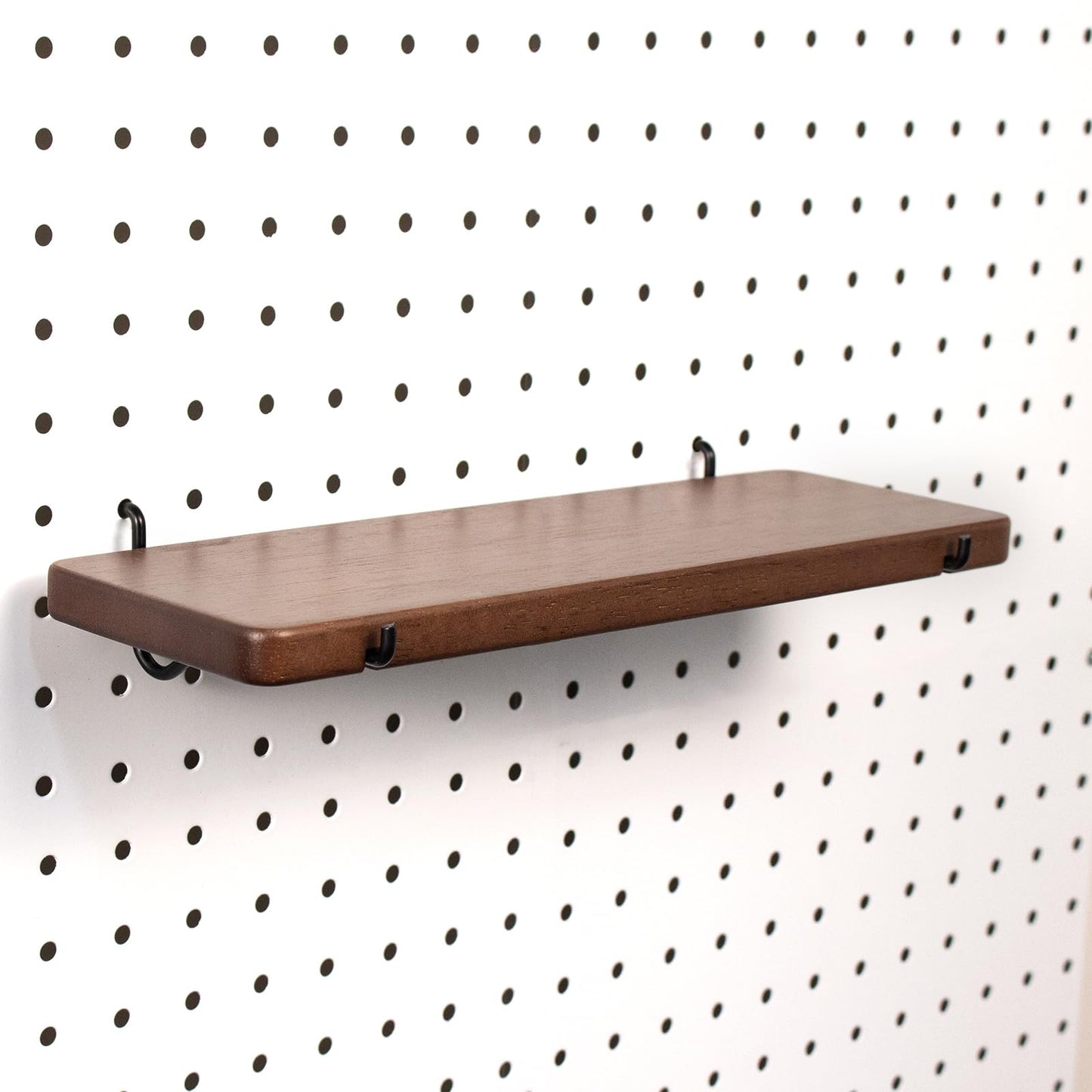 SEMPOMA Walnut Finish Solid Wood Pegboard Shelf for 1/4" Metal Pegboard