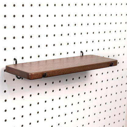 SEMPOMA Walnut Finish Solid Wood Pegboard Shelf for 1/4" Metal Pegboard