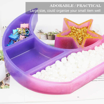 Moon Star Shelf Mold Silicone Crescent Display Stand Tray Epoxy Casting Mould DIY Jewelry Holder Storage Rack DIY Craft Home Decor