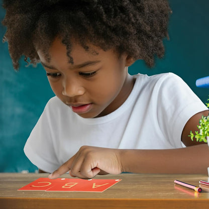 Didax Uppercase Sandpaper Letters - 28 Tactile Alphabet Cards for Grades Pre-K to 1st - Educational Letter Resources for Young Learners
