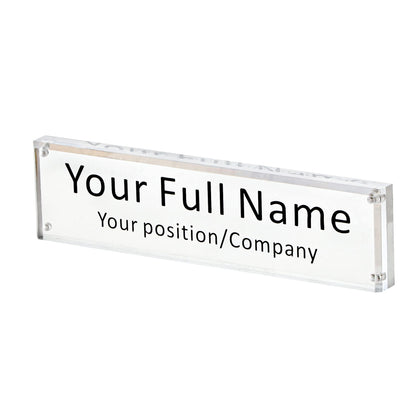 IEEK Acrylic Desk Name Plate, Clear Acrylic Block Nameplate Double Sided Holder, DIY Personalized Name, 2.5x10 Inch
