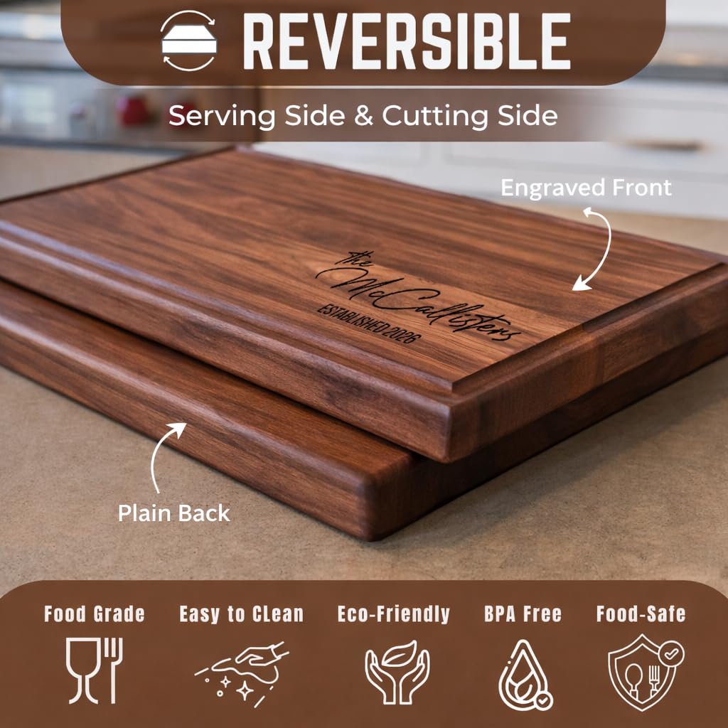 GiftShopie Personalized Cutting Board | Custom Engraved Wood Charcuterie Board | Unique Wedding, Engagement, Housewarming, Birthday & Christmas Gift | Customized Wooden Chopping Board