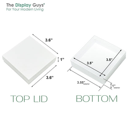 TheDisplayGuys - 25-Pack #33 Cotton Filled Cardboard Paper Jewelry Boxes Gift Case - White Swirl (3.5" x 3.5" x 1.0") - for Shipping or Storage