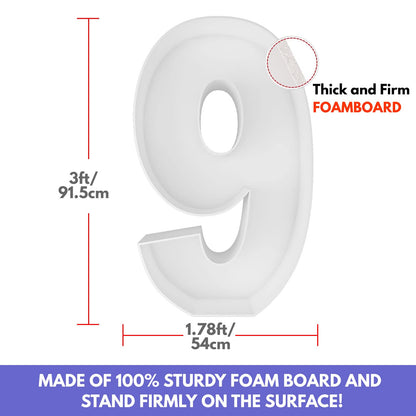 JoyBox Design 3FT Mosaic Balloon Frame Number 9 Pre-Cut Kit Foam Board DIY Craft Kit for Birthday Decoration