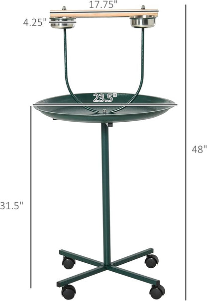 Pawhut 49" Bird Play Stand w/Wheels - Green